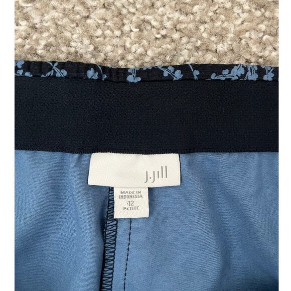 J. Jill Comfort Stretch Pull On Pant Elastic Waist Blue Floral Size 12 Petite - Picture 5 of 11